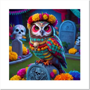 Day Of The Dead Owl Posters and Art